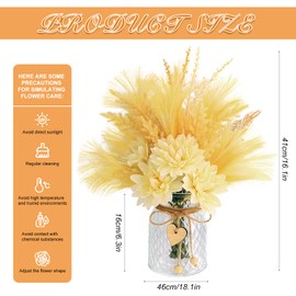 VAIPI Artificial Flowers with Vase White Fake Flowers in Vase Coffee Table Decor Faux Dahlia Pampas Grass Bouquet Floral Arrangements for Home CoffeeTable Decor Dining Table Centerpiece