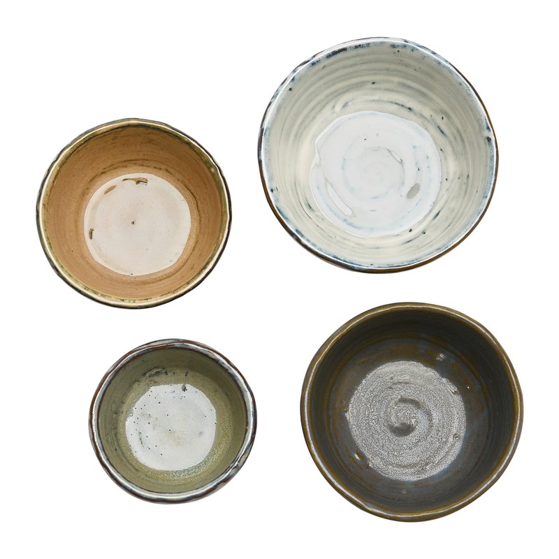 Stoneware Bowls with Reactive Glaze Finish, Set of 4