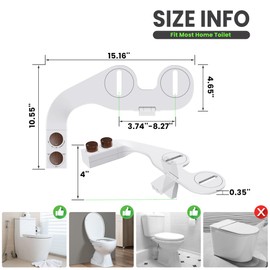 Terapaton Toilet Bidet With Left/Right Side Reversible Design, Fresh Water, Non-Electric, Toilet Bidet Attachment, Right/Left Hand Side with Dual Nozzle, Self-Clean, Easy to Install (Brown Knob)