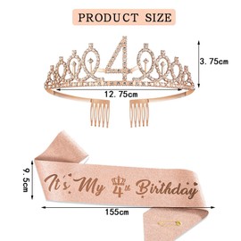 4th Birthday Crown and Sash, 4th Birthday Decorations for Women 4 Years Old It's My 4th Birthday Girl Birthday Gifts 4th Birthday Happy 4th Birthday Party Favor Supplies