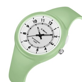 Kids Watches for Boys and Girls, 50M Waterproof Analog Kids Watches, Learning Time, Kids Watch, Easy to Read for 3-12 Years, Great Gift for Kids, Green, Bracelet