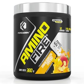 Forzagen | Aminoácidos Amino Fire | 5 g de Aminoácidos EAA | 120 mg de Cafeína | 40 Servicios | Sabor Durazno Mango | Intra-Post Entrenamiento | Energía y Concentración | 360 g