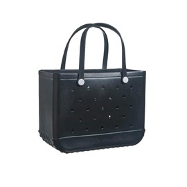 Eushdiid Rubber Tote Bag - Stylish Beach Bags for Outdoor Activities, Waterproof, Sandproof, and Portable Handbag for Sports (Black)