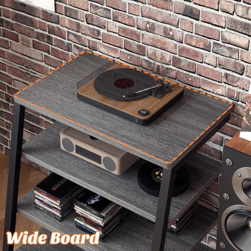 AV Media Stand with Outlets, Media Console with LED Lights,