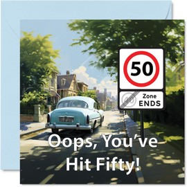 Funny 50th Birthday Cards for Men Woman - You've Hit Fifty - Happy Birthday Card for Brother Sister Dad Mom Grandpa Nanny Grandma Uncle Aunt, 5.7 x 5.7 Inch Joke Banter Bday Greeting Cards