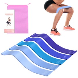 MOTIBACK Resistance Bands, Set of 5 Premium Soft & Skin-Friendly Elastic Bands with 5 Different Strength Levels - Ideal for Physical Therapy, Pilates, Home, Gym, Yoga & Training Blue