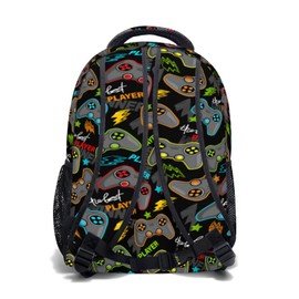 aportt Video Game Controller Kids Backpack for School Casual Daypack Backpacks Player Gamepad Lightweight Book Bag Board Gamer Black Shoulder Bag for Boys Girls Students Travel Camping Outdoor