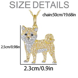 OSCCI Cute Crystal Shiba Inu Dog Pendant Necklace For Women Cartoon Dog Animal Necklace Pets Lover Jewelry