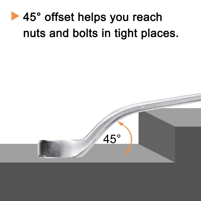 sourcing map 45-Degree Offset Box End Wrench 12mm x 13mm