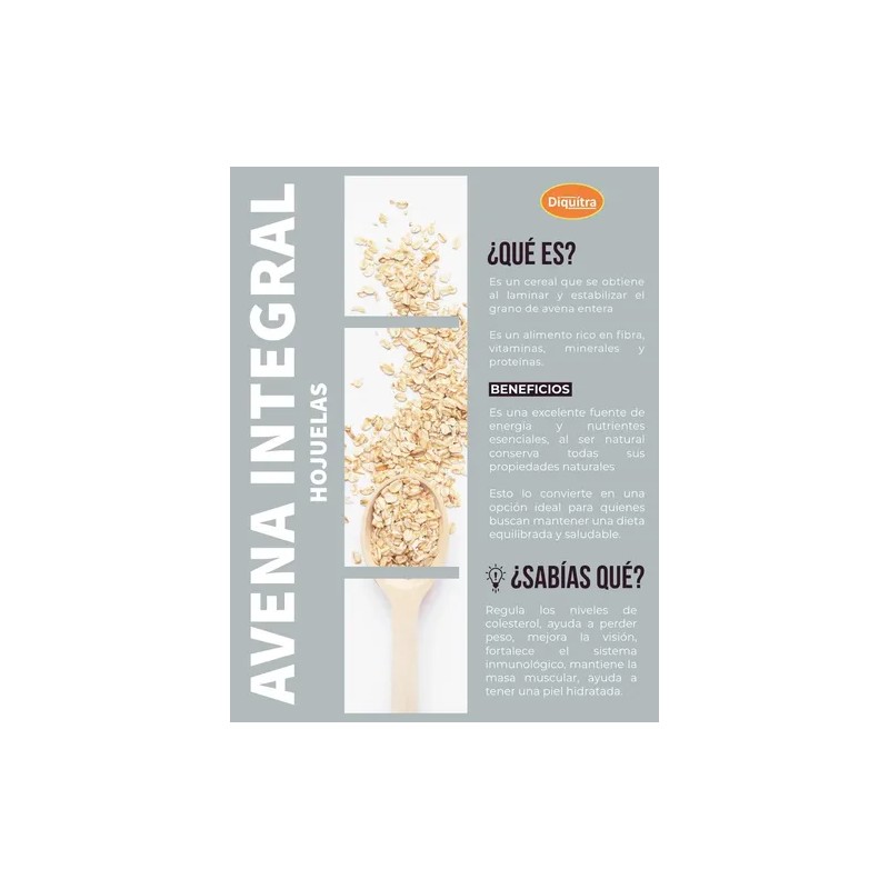 Avena Integral 100 Natural En Hojuela Calidad Premium 1 Kg