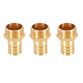 3PCS Brass Barbed Hose Fitting Coupler Connector 25mm to 1” Male BSP Thread Pipe Nipple Fitting Pipe Adapter