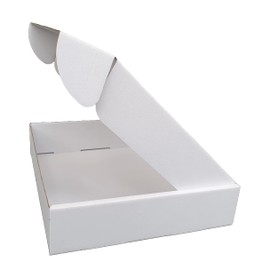 iDEALS UK PACKAGING LTD white cardboard folding lid self lock postal boxes 236 x 196 x 47mm small parcel/packet mailing with tuck-in flaps - flat packed easy to assemble (1)