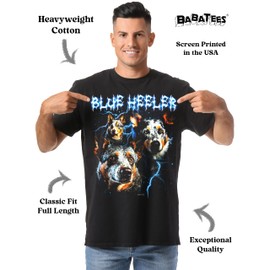 Heavy Metal Blue Heeler 80s 90s for Dog Lover and Men & Women Owner (US, Alpha, XX-Large, Regular, Blue)
