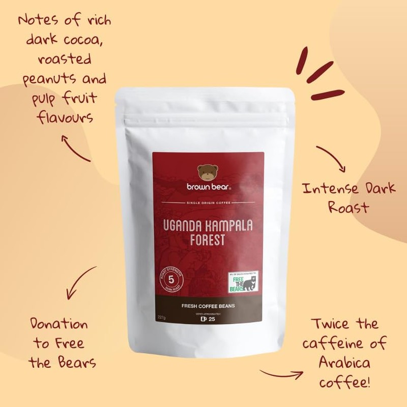 Uganda Coffee Beans 227g - Very Strong Dark Roast Ugandan