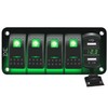 FXC 12V 24V DC 4 Gang Rocker Switch Aluminum Panel