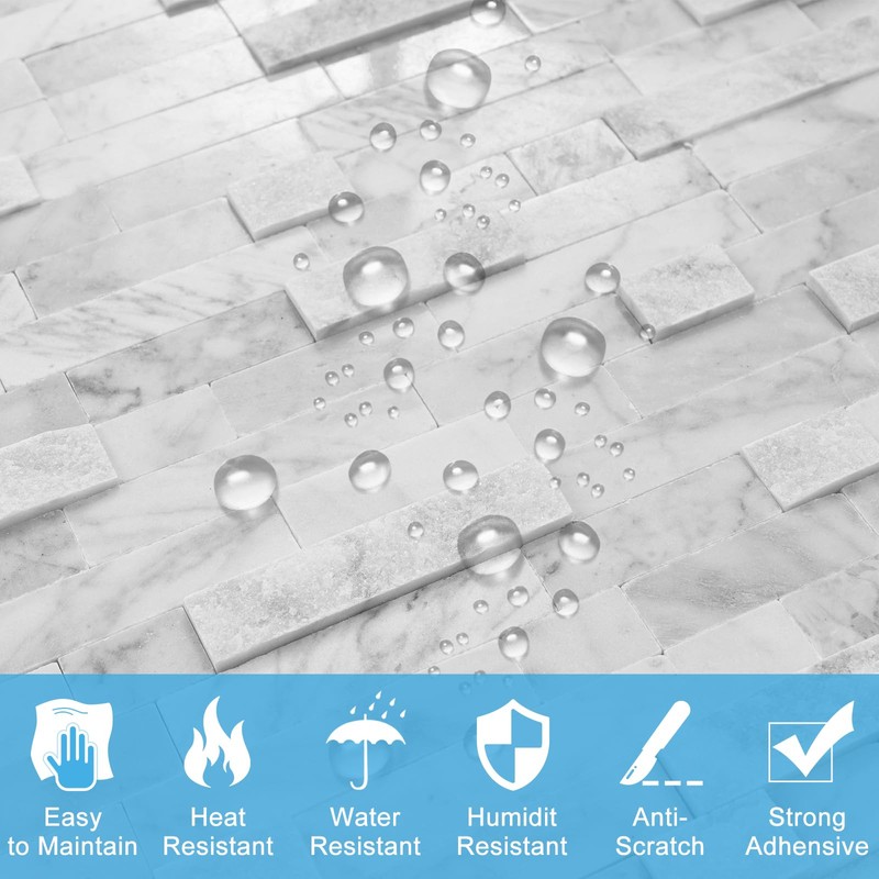 V-MOZZA Peel and Stick Stone Tile, 5-Sheet Peel and Stick