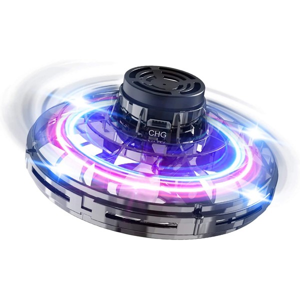 FLYNOVA Hand Controlled Mini Drone, Flying Ball Toy, Mini Spinner Drone with 360° Rotating and Shining LED Lights, Small Helicopter UFO Indoor Outdoor Fun for Kids Adults (Black)