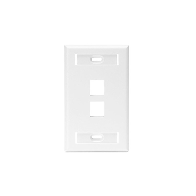 Leviton QuickPort Wallplate with ID Window, Single Gang, 2-Port, 42080-2WS,