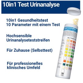 100 x 10-in-1 Urine Strips Test Strips Self Test with 10 Indicators Health Test Urine Analysis Strips Urinary Tract Infection, Ketosis, Diabetes, Glucose, pH, Protein