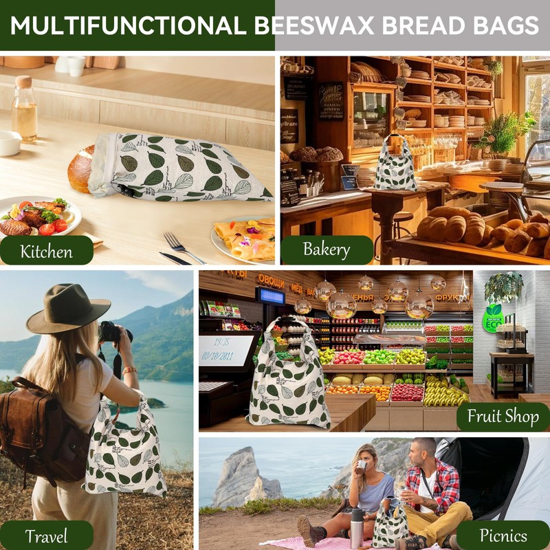 Beeswax Bread Bags for Homemade Sourdough, Sourdough Bread Bag with
