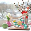 2PCS Easter Wooden Signs, Chicken Shape Natural Tabletop Decor Centerpiece