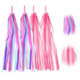 oruola 4pcs Bike Tassels for Girls,Scooter Tassels Girls,Mini Bike Streamers Girl,Bicycle Ribbons, Rainbow Bike Accessories Colorful, For Girls and Boys,Easy Attach to Bike's Handlebars