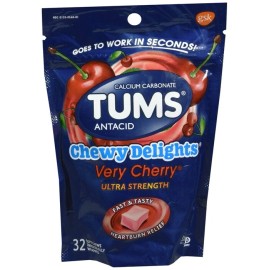 TUMS Chewy Delights Ultra Strength Soft Chews Very Cherry 32 EA