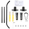 Adjustable Black Corner Shower Curtain Rod with 12 Hooks, 31-41