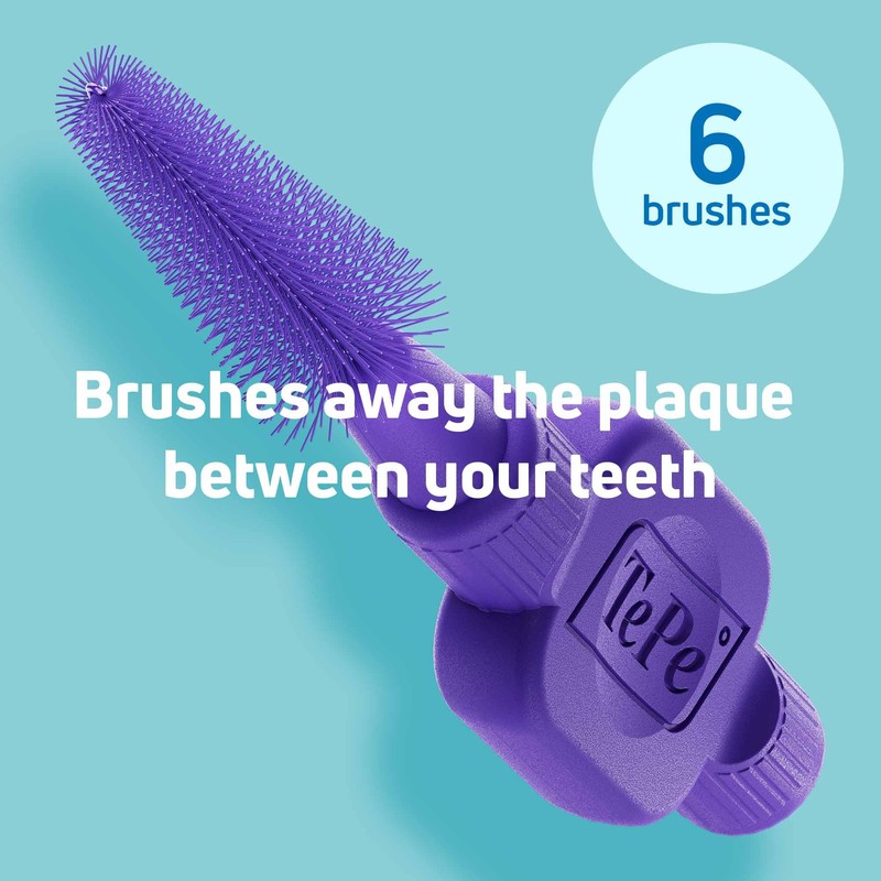 TePe EasyFit, Conical Interdental Brush, Purple, M/L, 6pcs, Plaque Removal,