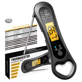 Meat Thermometer Digital, Instant Read Meat Thermometer for Grill and Cooking, with Bottle Opener, Backlight & Calibration Food Thermometer, Kitchen Gadgets for BBQ, Turkey, Candy, Liquids