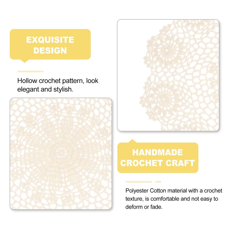 sourcing map 2Pcs Handmade Crochet Placemats, 16inch Round Retro Table