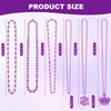 Becfupo 150 Pcs Metallic Mardi Gras Beaded Necklaces Bulk, Purple,