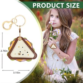 Leather Keychain Holder Case Compatible with AirTag,Cute Protective Cover with Keyring,Anti-Scratch Finder GPS Tracker Case for Wallet Keys,Bag,Pets(Sandwich A)