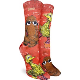 Good Luck Sock Women's Sesame Street, Big Bird and Snuffleupagus Socks, Adult, Shoe Size 5-9