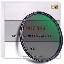 JONGSUN 62mm Polarizing Filter, Circular Polarizer Filter, S-Pro HD Nano MRC16, 16 Layers Multicoated, NITTO AGC Optics Glass, CPL Filter for Camera Lens