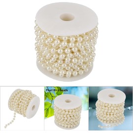 Guirnalda Decorativa de Perlas, 10m x 8mm Cuentas de ABS Beige con Acabado Brillante para Bodas, Navidad y Escaparates