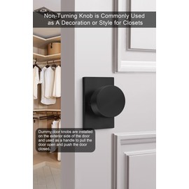 goldenwarm Black Dummy Door Knob, Zinc-Alloy Matte Black Heavy Duty Dummy Door Knob(2 Pack)