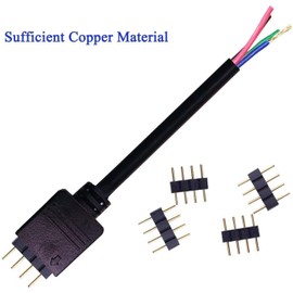 PAUTIX 2 x 4 pin 1 to 2 LED stiff splitter cable, 4 pin connector for CCT COB LED strip RGB LED strip corner connector plug LED strip connection cable