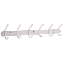 BIRDROCK HOME Simple Modern Robe Hook Coat and Hat Rack - 6 Hooks - Stainless Steel - Wall Mounted - Bathroom Towel Rail - Outdoor or Indoor