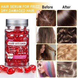 Capsules for hair care 40 Pcs Hair Vitamin Serum Capsule Hair Vitamins Hair Serum, Enriched with Moroccan Oil, Macadamia Oil, Avocado Oil Makes Hair Smooth and Shiny
