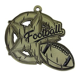 Epic 2.7" Vintage Antique Gold Yellow Football Award Medals 2.7" H X 2.68" W Medal