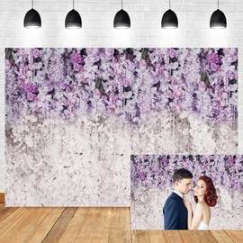 OERJU 10x7ft Purple Flowers Backdrop Lavender and White Floral Backdrop Light Purple Lilac Wedding Photography Backdrop Wedding Bridal Shower Birthday Party Decoration Background Banner Photo Prop
