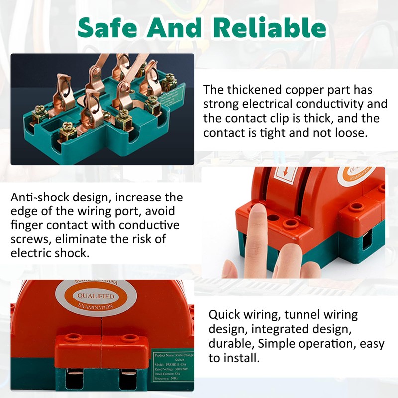 Onseeda Disconnect Knife Switch Double Throw,32A 220V 2 Pole Safety