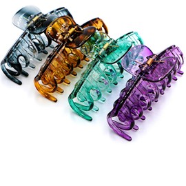 MARY LAVENDER Big Hair Claw Clips, 4.33 Inch Non Slip Large Claw Hair Clips for Women and Girls, Strong Hold Tortoise Banana Hair Clips for Thick Hair, 4 Colors