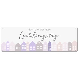 Interluxe Metal Sign with German Text "Heute wird mein Lieblingstag Haus" (Heute wird mein Lieblingstag Hause) [German Language]