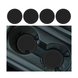 LKAHG 4PCS Car Cup Holder Coasters, Anti-Slip Embedded Soft Vehicle Water Bottle Pads, 2.75 Inches Automotive Interior Decorative Drink Mat Accessories Universal for SUV, Truck, RV (Black)