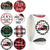 500pcs Christmas Stickers Roll 1.5 Inch Buffalo Plaid Merry Christmas
