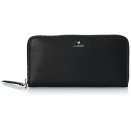 Jill Stuart JSLW3CT1 Long Wallet with Round Zipper, Angel, Soft Cowhide Leather, Bag Sewing, Women's Slim Wallet, Card Storage, Simple, Adult, Cute, Heart Charm Included, Black