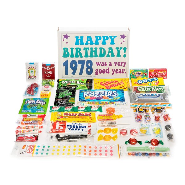 Woodstock Candy ~ 1978 42nd Birthday Gift Box Nostalgic Retro Candy Assortment from Childhood for 42 Year Old Man or Woman Born 1978