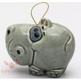 Porcelain Hippo Hippopotamus Christmas Tree ornament figurine toy handmade